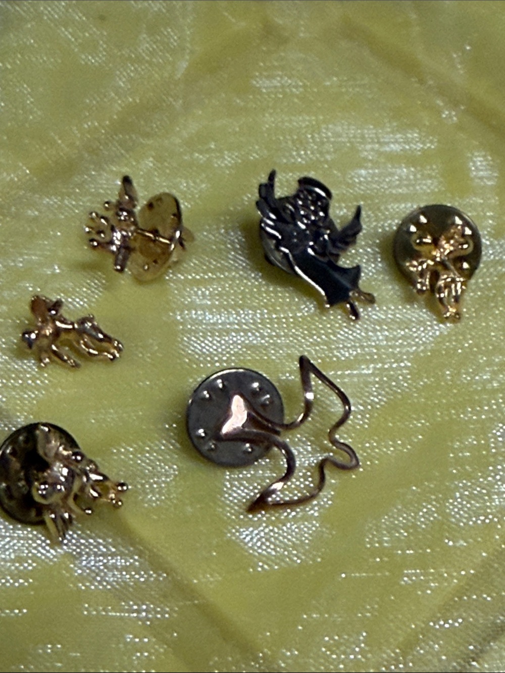🔴 Gold Tone Dove Angels Lapel Pin tie tac set of 6 Accessories